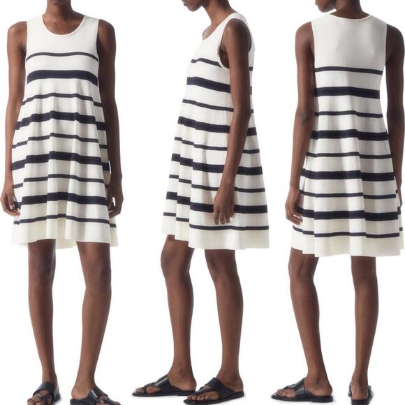 COS Knit Tank Dress Womens Medium A-Line Swing Sleeveless Stripe Preppy Nautical - Picture 1 of 11